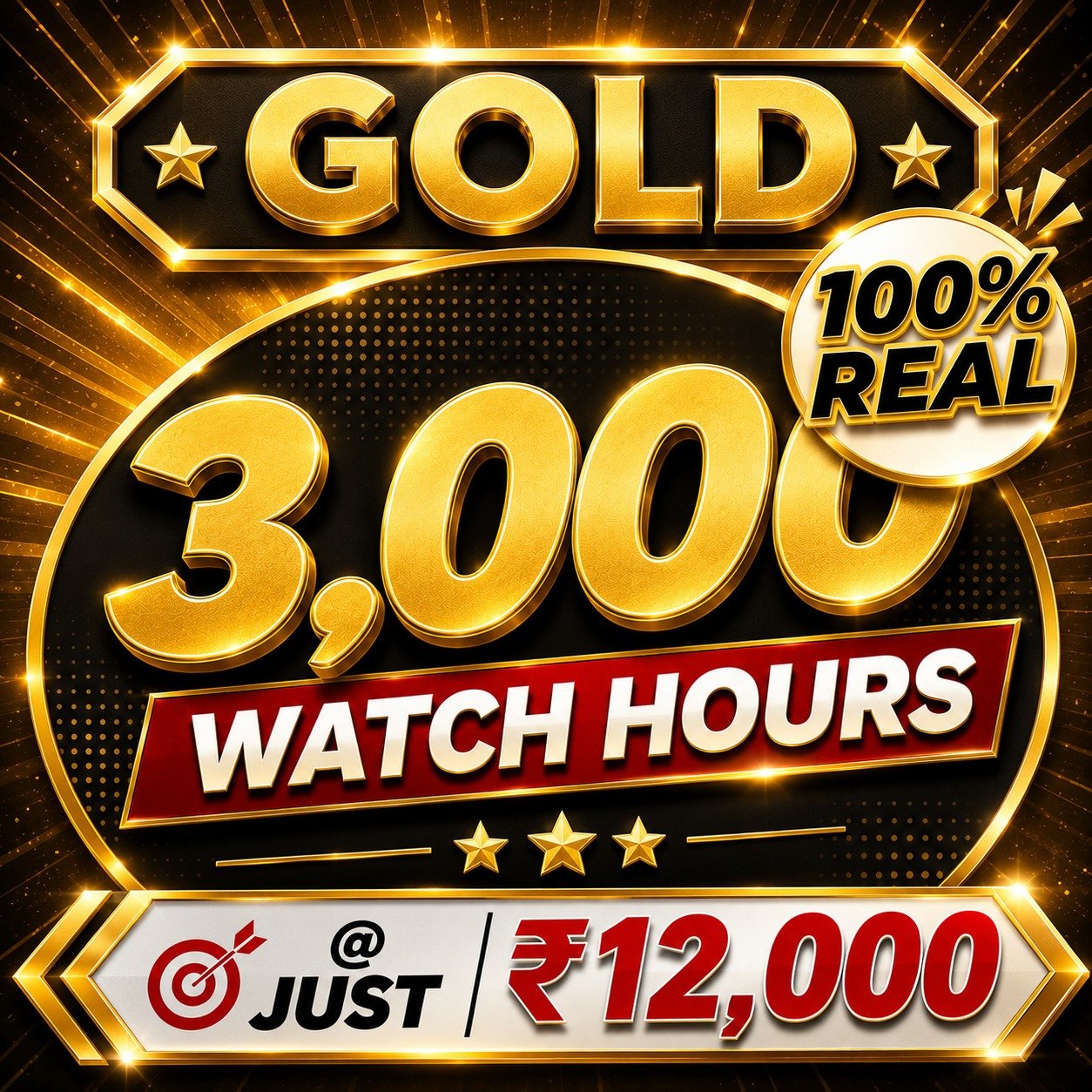 Gold Plan 3000 Watch Hours Without Views